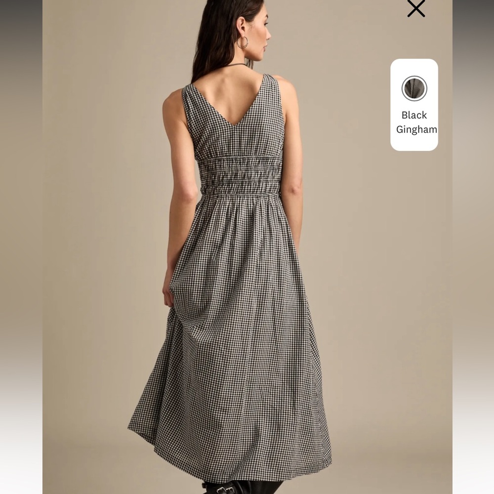 Lucky Brand V-Neck Smocked Waist Midi Dress - Picture 3 of 16